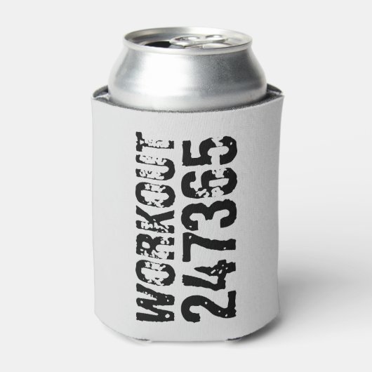 Uitstekende en gekraste tekst Werkout 247365 zwart Blikjeskoeler (Blikje Voorkant)