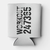 Uitstekende en gekraste tekst Werkout 247365 zwart Blikjeskoeler (Voorkant)