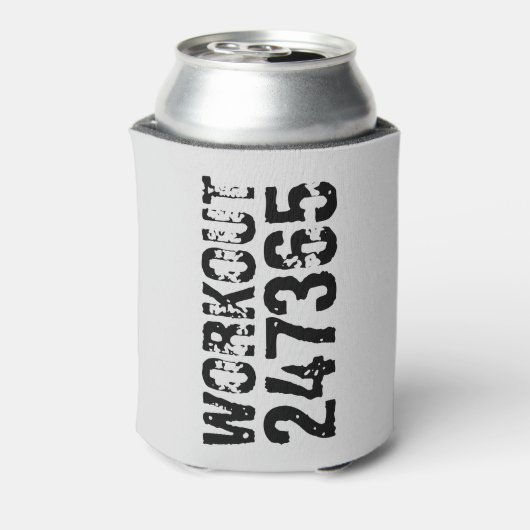 Uitstekende en gekraste tekst Werkout 247365 zwart Blikjeskoeler (Blikje Achterkant)