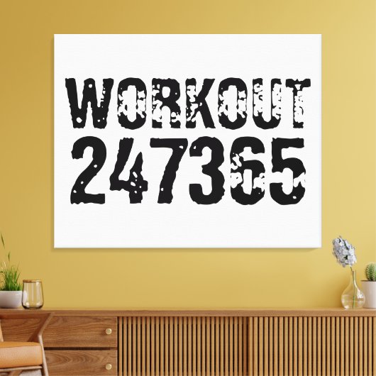 Uitstekende en gekraste tekst Werkout 247365 zwart Canvas Afdruk (Insitu (Woonkamer))