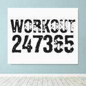 Uitstekende en gekraste tekst Werkout 247365 zwart Canvas Afdruk (Insitu (Houten vloer))