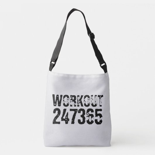 Uitstekende en gekraste tekst Werkout 247365 zwart Crossbody Tas (Achterkant)