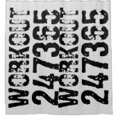 Uitstekende en gekraste tekst Werkout 247365 zwart Douchegordijn (Voorkant)