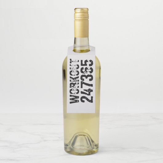 Uitstekende en gekraste tekst Werkout 247365 zwart Flessenhanger (Op fles)