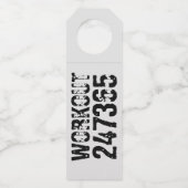 Uitstekende en gekraste tekst Werkout 247365 zwart Flessenhanger (Achterkant)