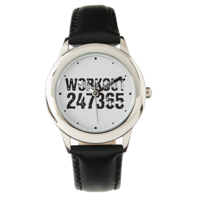 Uitstekende en gekraste tekst Werkout 247365 zwart Horloge (Voorkant)