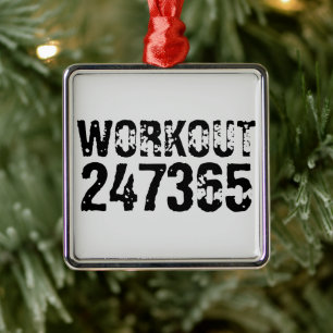 Uitstekende en gekraste tekst Werkout 247365 zwart Metalen Ornament