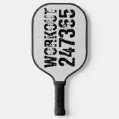 Uitstekende en gekraste tekst Werkout 247365 zwart Pickleball Paddle (Voorkant)