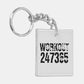 Uitstekende en gekraste tekst Werkout 247365 zwart Sleutelhanger (Voorkant Links)