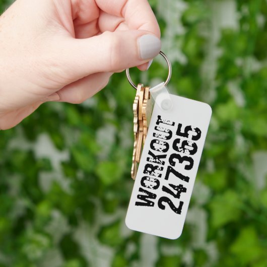 Uitstekende en gekraste tekst Werkout 247365 zwart Sleutelhanger (Hand)