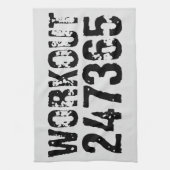 Uitstekende en gekraste tekst Werkout 247365 zwart Theedoek (Verticaal)