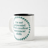 Uitstekende evaluatievaardigheden - Mok Humor voor (Voorkant links)