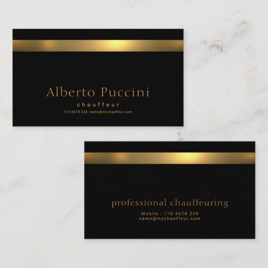 Uitstekende Faux Gold Stripe Retro Style Chauffeur Visitekaartje (Voorkant / Achterkant)