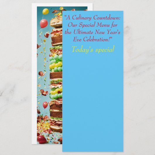 "Uitstekende Fusion Delights: op maat gemaakte men Menu (Voorkant / Achterkant)