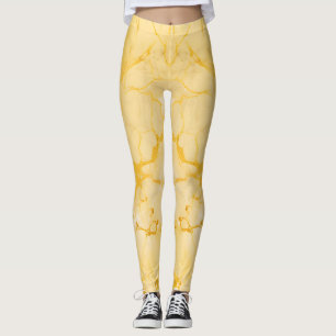 Uitstekende gele marmeren kleurendruk leggings