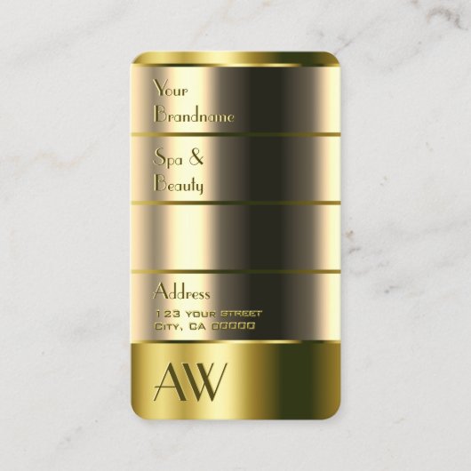 Uitstekende Gold Colors Faux 3D Letters Initialen Visitekaartje (Voorkant)