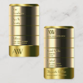 Uitstekende Gold Colors Faux 3D Letters Initialen Visitekaartje (Voorkant / Achterkant)