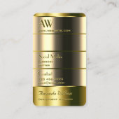 Uitstekende Gold Colors Faux 3D Letters Initialen Visitekaartje (Achterkant)