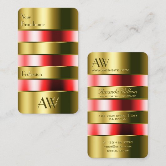 Uitstekende Gold Glass kan rode vloeistoffen en In Visitekaartje (Voorkant / Achterkant)