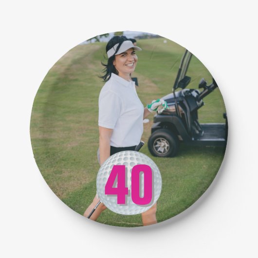 Uitstekende Golf Lady Party Papieren Bordje (Voorkant)