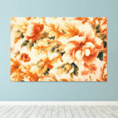 Uitstekende goudbruine bloemblaadjes canvas afdruk (Insitu (Houten vloer))