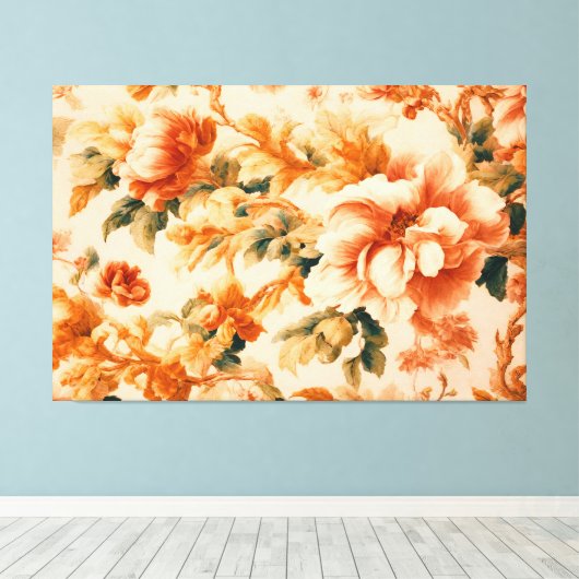 Uitstekende goudbruine bloemblaadjes canvas afdruk (Insitu (Houten vloer))