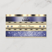Uitstekende gouden blauwe mousserende glitter met  visitekaartje (Voorkant)