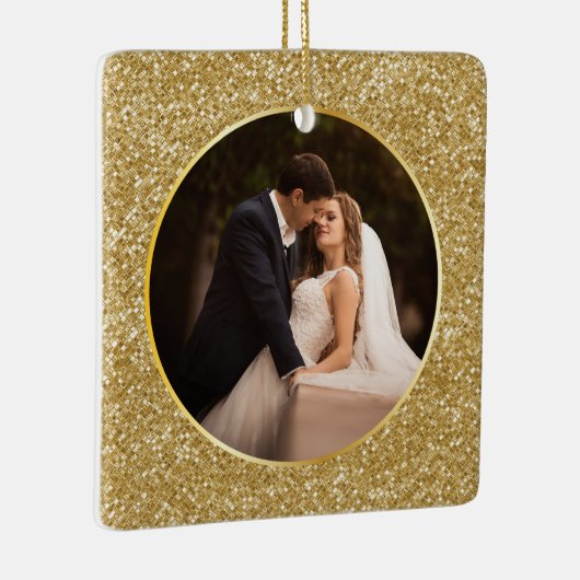 Uitstekende gouden juweel facet foto eerste Kerstm Keramisch Ornament (Rechts)