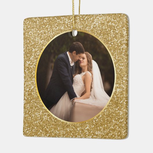 Uitstekende gouden juweel facet foto eerste Kerstm Keramisch Ornament (Links)