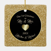 Uitstekende gouden juweel facet foto eerste Kerstm Keramisch Ornament (Achterkant)