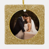 Uitstekende gouden juweel facet foto eerste Kerstm Keramisch Ornament (Voorkant)