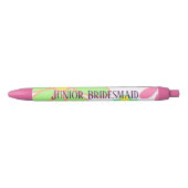 Uitstekende groene Floral Junior Bridesmaid Zwarte Inkt Pen (Voorkant)