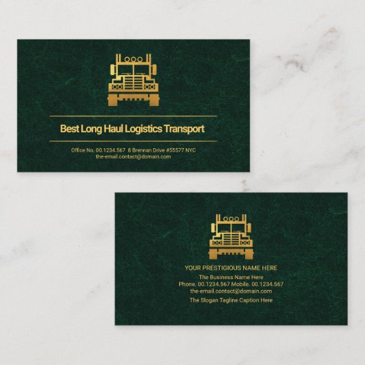 Uitstekende groene marmer Gold Lines, vrachtwagen Visitekaartje (Voorkant / Achterkant)