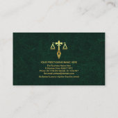 Uitstekende groene marmer Grunge Texture Lawyer Visitekaartje (Achterkant)