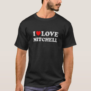 Uitstekende grunge versleten stijl I Love Mitchell T-shirt