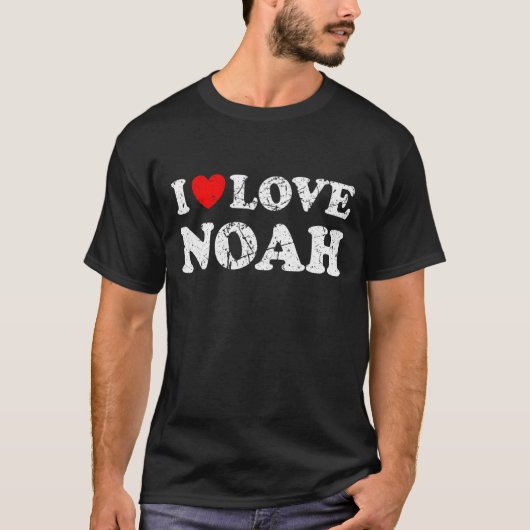 Uitstekende grunge versleten stijl I Love Noah T-shirt (Voorkant)