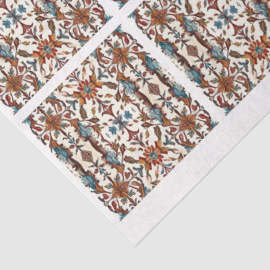 Uitstekende Herfst en Blue Tiled Decoupage Tissuepapier (Detail)