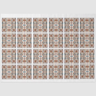 Uitstekende Herfst en Blue Tiled Decoupage Tissuepapier