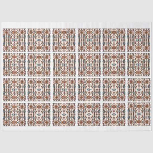 Uitstekende Herfst en Blue Tiled Decoupage Tissuepapier (Voorkant)