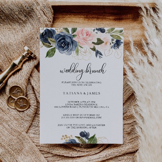 Uitstekende Herfst Floral bruiloft brunch Kaart