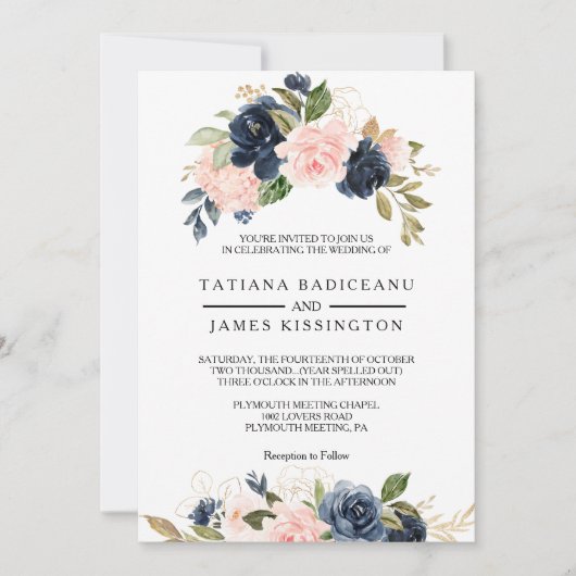 Uitstekende Herfst Floral bruiloft Kaart (Voorkant)