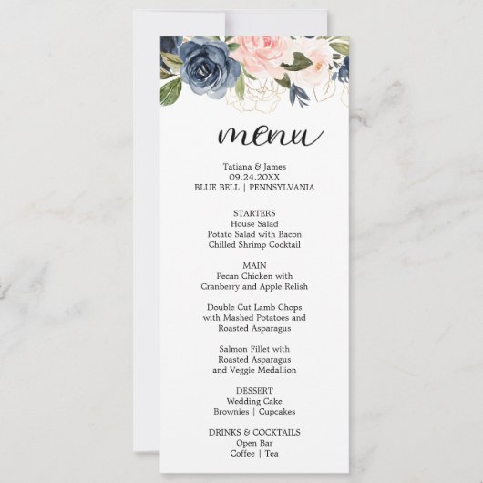 Uitstekende Herfst Floral Dinner Menu Kaart (Voorkant)