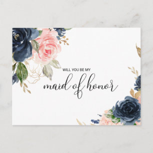 Uitstekende Herfst Floral Maid of Honor Uitnodiging Briefkaart