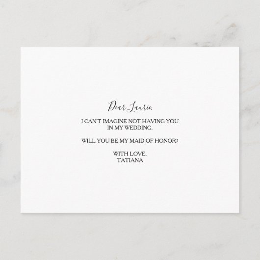 Uitstekende Herfst Floral Maid of Honor Uitnodiging Briefkaart (Achterkant)