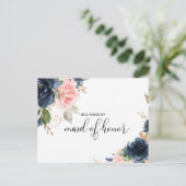Uitstekende Herfst Floral Maid of Honor Uitnodiging Briefkaart (Staand voorkant)