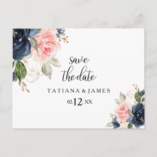 Uitstekende Herfst Floral Save the Date Briefkaart (Voorkant)