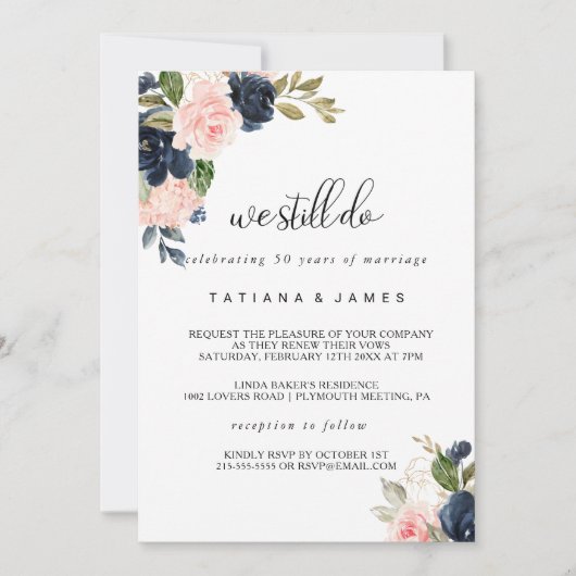 Uitstekende Herfst Floral Vow Vernieuwing Kaart (Voorkant)