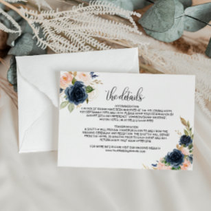 Uitstekende Herfst - Floral Wedding Details Invoeg Kaart