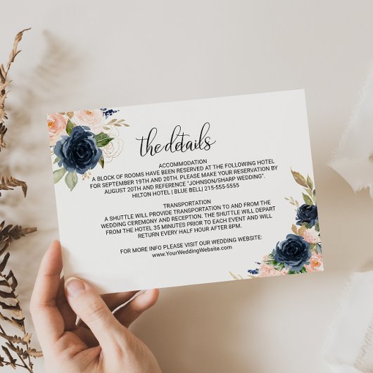 Uitstekende Herfst - Floral Wedding Details Invoeg Kaart