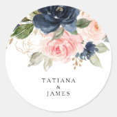 Uitstekende Herfst Floral Wedding Envelope-zegels Ronde Sticker (Voorkant)